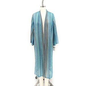 G by Giuliana Crochet Striped Cardigan Duster Blue S bohemian hippie retro